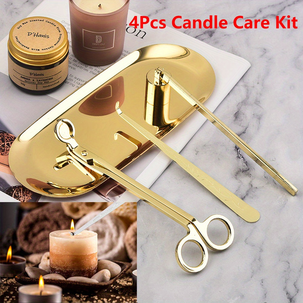 Candle Making Ideas - 4 ชิ้น/เซ็ตหรูหราเทียนชุดดูแลสแตนเลส Wick Trimmer กรรไกรเครื่องดับเพลิงตะขอเทียนอุปกรณ์เสริมชุด DIY