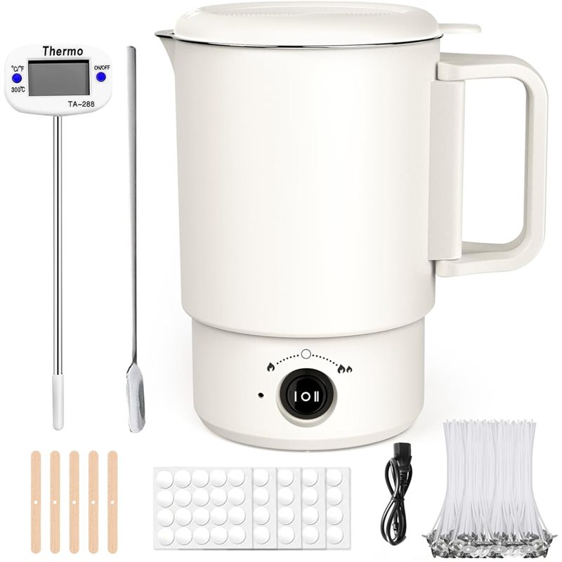 Candle Making Jug - ชุดหม้อหลอมขี้ผึ้งไฟฟ้า A47U พร้อมเทอร์โมมิเตอร์ 800 มล. สำหรับทำเทียน