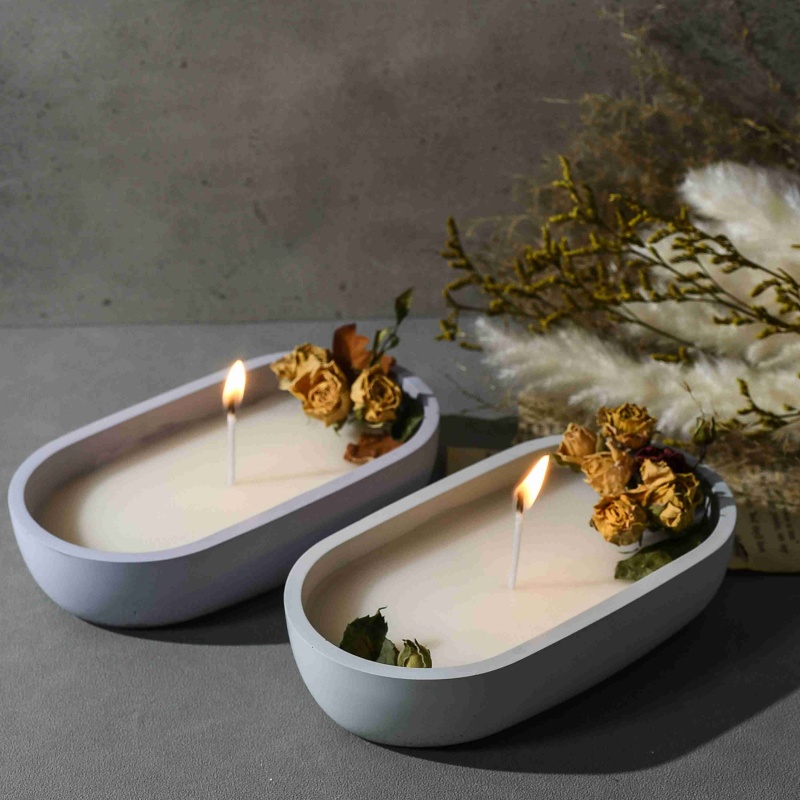Candle Making Design - DIY ขนาดเรือชามเก็บแม่พิมพ์ซิลิโคน AROMA เทียนรูปไข่ถาดเรซินแม่พิมพ์เครื่องประดับเทียนผู้ถือเรือ