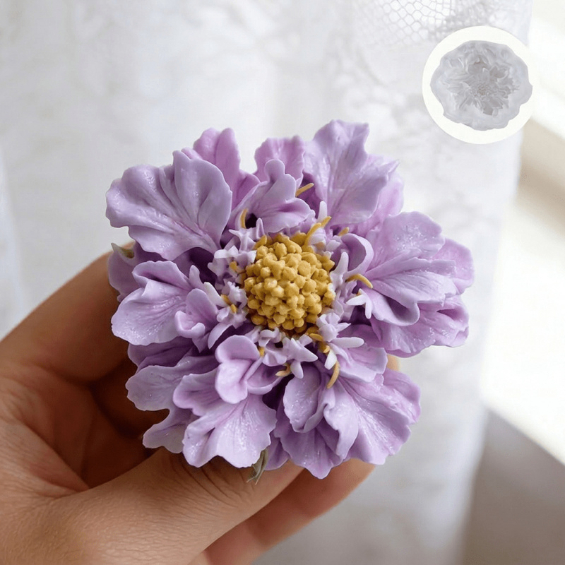 Candle Making Design - แม่พิมพ์ซิลิโคนรูปดอกไม้สีฟ้าแสนโรแมนติก 1 ชิ้น，ใช้ได้กับเทียนศิลปะ DIY，สบู่ทำมือ，เครื่องประดับเรซิ่น，ของตกแต่งบ้านตามหลักฮวงจุ้ย