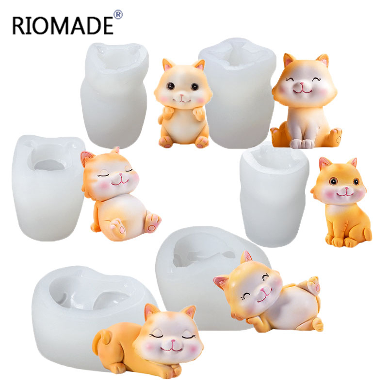 Candle Making Ideas - แม่พิมพ์ซิลิโคนรูปแมว 6 แบบ 3 มิติ สำหรับตกแต่งเค้ก